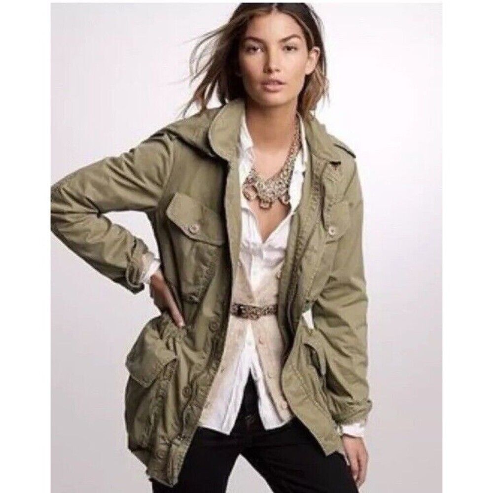 J. Crew Women's Boyfriend Fatigue Military Parka Jacket Size Small Utility